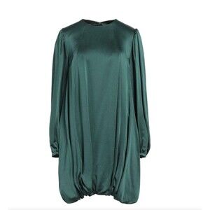 Rochas Paris Dress Womens Size 38 Green Long Sleeve Balloon Made in Italy NEW